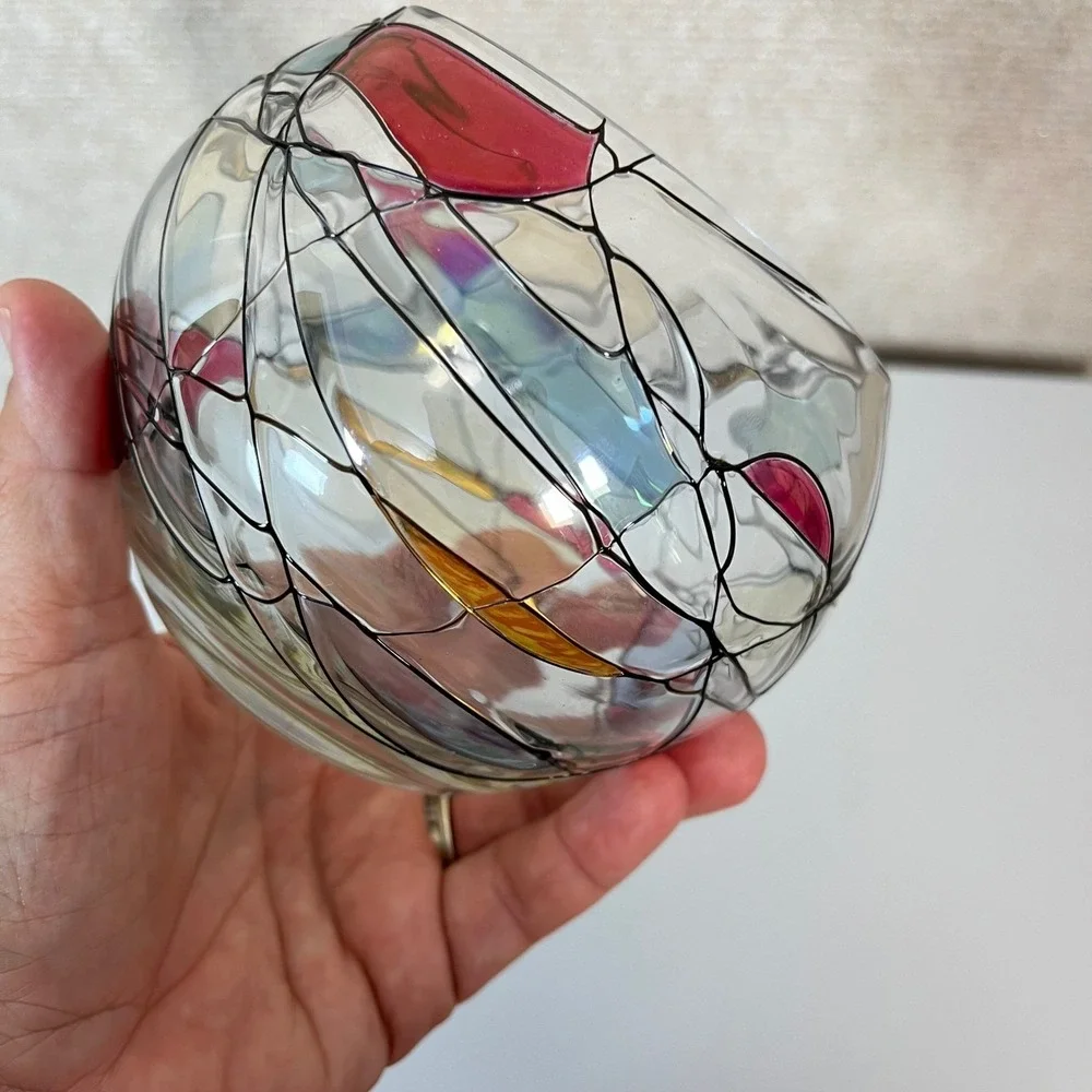 PartyLite Mosaic Calypso Tealight Votive Candle Holder‎ Stained Glass 4" H - Picture 5 of 5